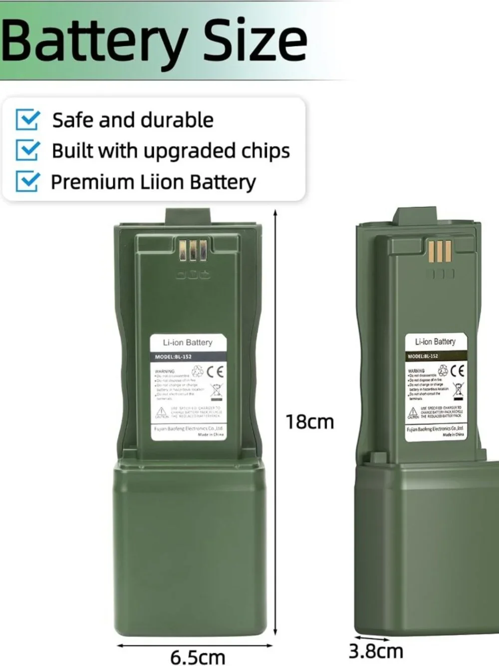 High-Capacity 12000mAh Battery for Walkie Talkies with USB-C Charger - Two Way